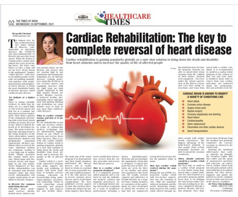Times of India features Dr. Priya’s article on World Heart Day 2021 ...